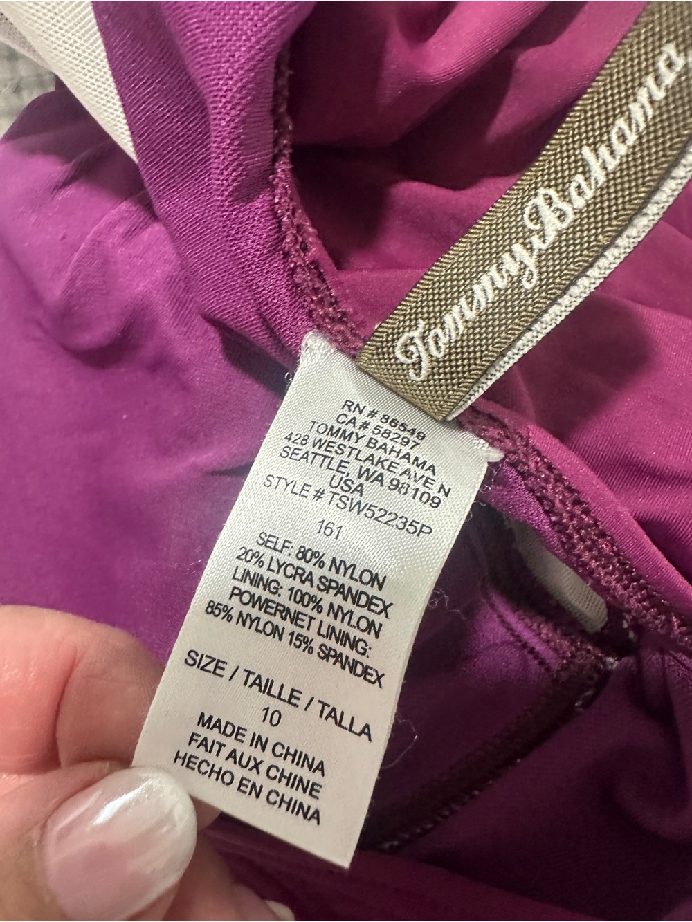 NWOT Tommy Bahama Plum Purple One-Piece Swimsuit - Picture 8 of 8